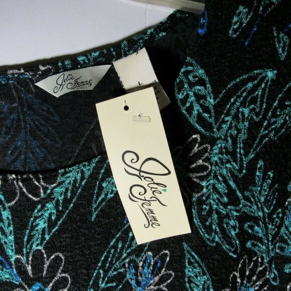 VTG Tunic Black Background Rich Bold Deep Floral - Picture 4 of 7